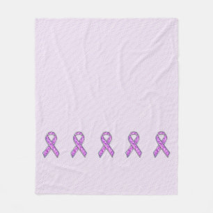 Crystal Pink Ribbon Awareness Knitting Fleece Blanket