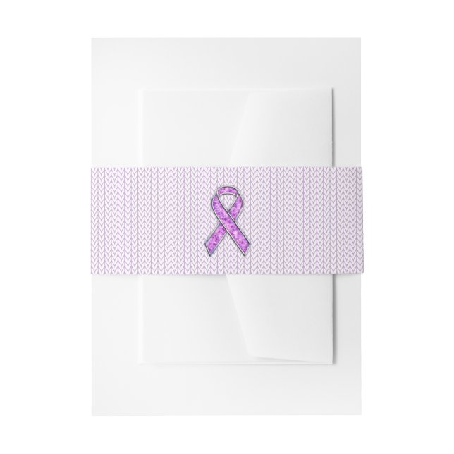 Crystal Pink Ribbon Awareness Knitting Invitation Belly Band (Front Example)