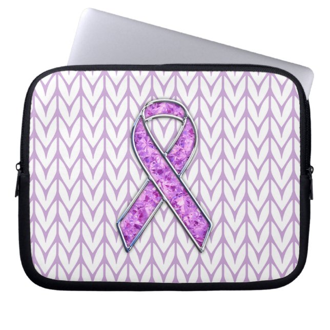 Crystal Pink Ribbon Awareness Knitting Laptop Sleeve (Front)