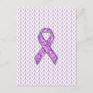 Crystal Pink Ribbon Awareness Knitting Postcard