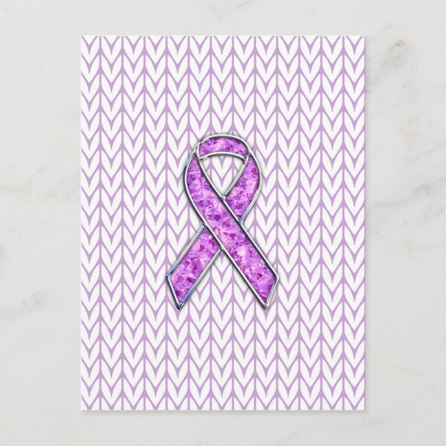Crystal Pink Ribbon Awareness Knitting Postcard (Front)