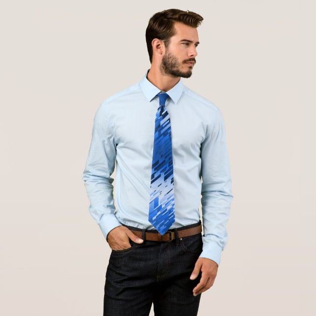 Crystal Prism Striped Spectrum Blue Two-Sided Tie (In Situ)