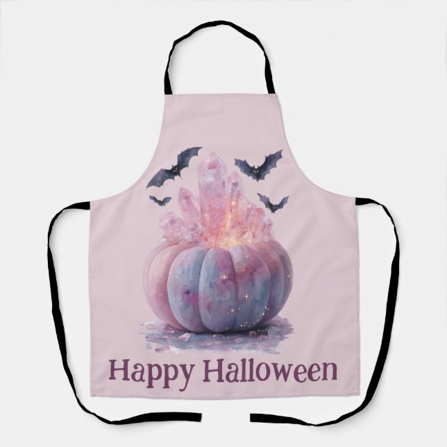 Crystal Pumpkin Happy Halloween Aesthetic Apron (Front)