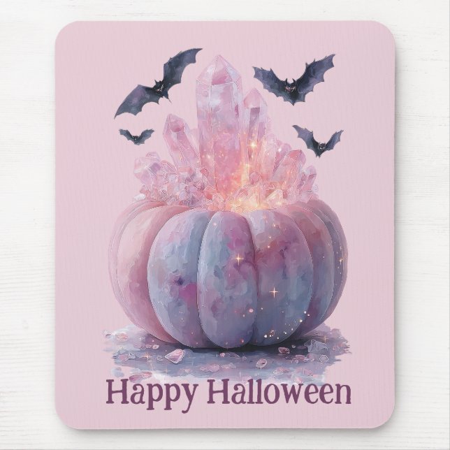 Crystal Pumpkin Happy Halloween Aesthetic Mouse Mat (Front)