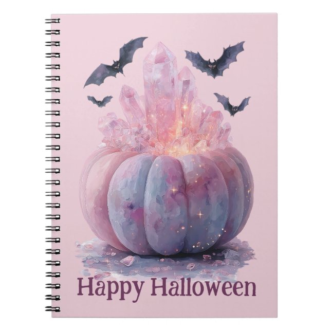 Crystal Pumpkin Happy Halloween Aesthetic Notebook (Front)