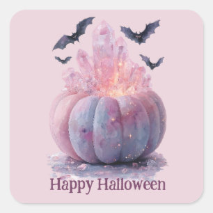 Crystal Pumpkin Happy Halloween Aesthetic Square Sticker