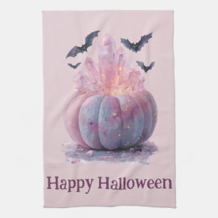 Crystal Pumpkin Happy Halloween Aesthetic Tea Towel
