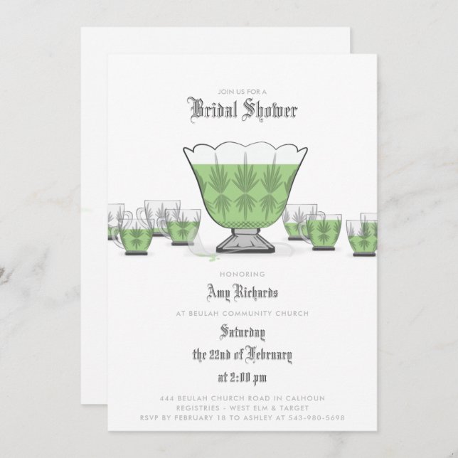 Crystal Punch Bowl Bridal Shower Invitation (Front/Back)