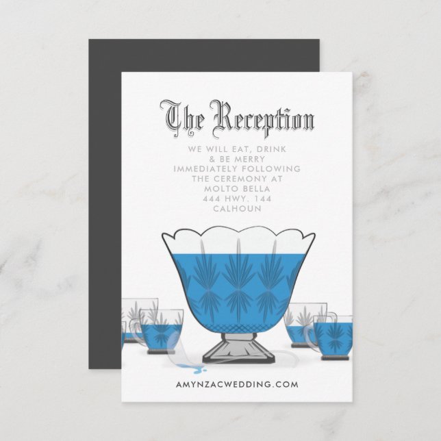 Crystal Punch Bowl Reception Enclosure Card (Front/Back)