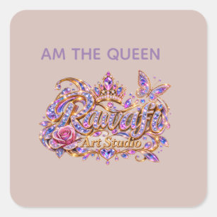 Crystal Queen Pink Elegance Square Sticker