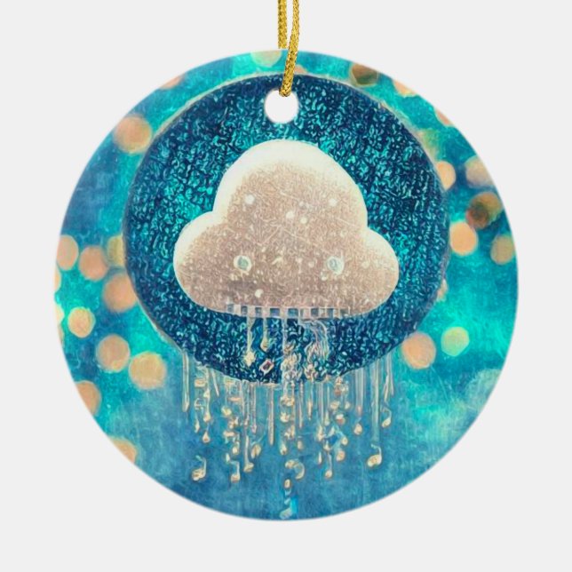 Crystal Rain Cloud Ceramic Tree Decoration (Front)