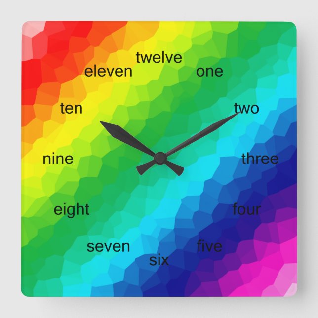 Crystal Rainbow Square Wall Clock (Front)