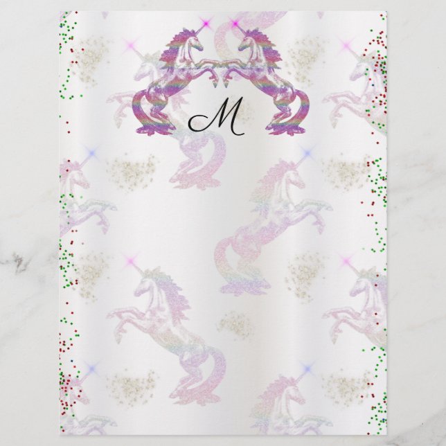Crystal Rainbow Unicorns Custom Letterhead (Front)