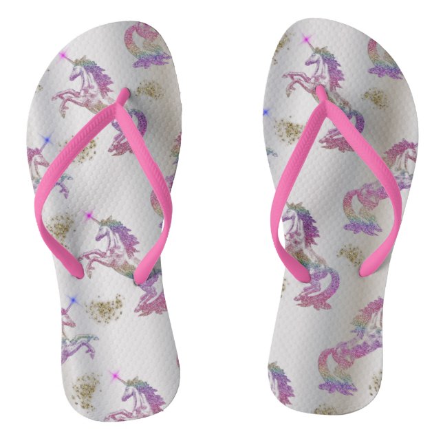 Crystal Rainbow Unicorns Flip Flops (Footbed)