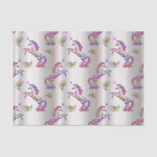 Crystal Rainbow Unicorns Tissue Paper (Front)