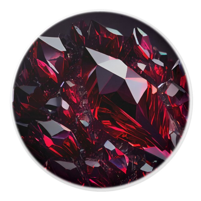 Crystal red ruby jewel Ceramic Knob (Front)