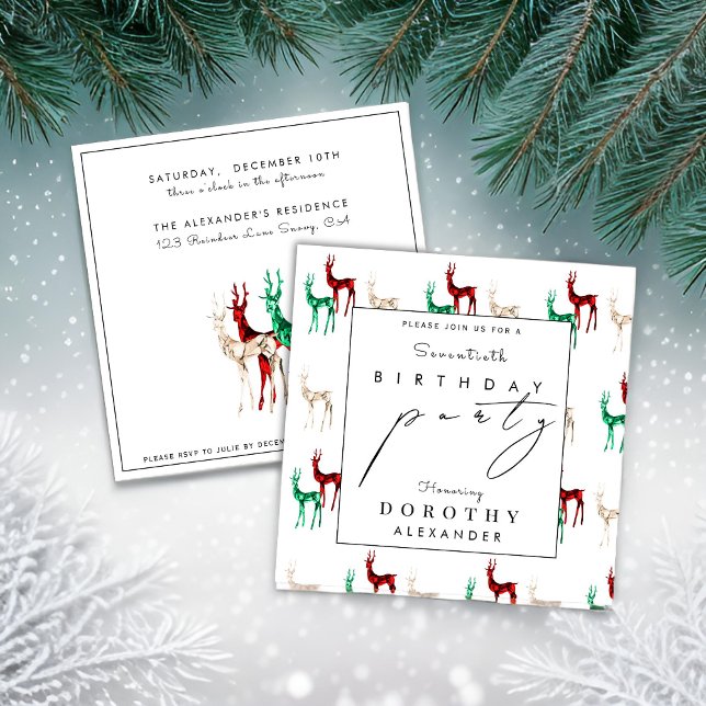 Crystal Reindeer ANY Winter Adult Birthday Invitation (Creator Uploaded)