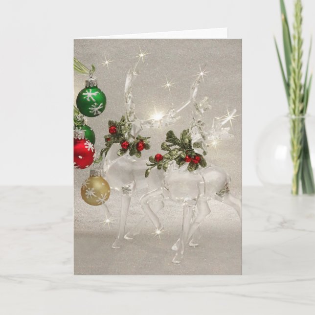 Crystal reindeer duo holiday card (Front)