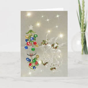 Crystal reindeer reflections holiday card