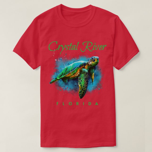 Crystal River Florida Watercolor Sea Turtle T-Shirt (Design Front)