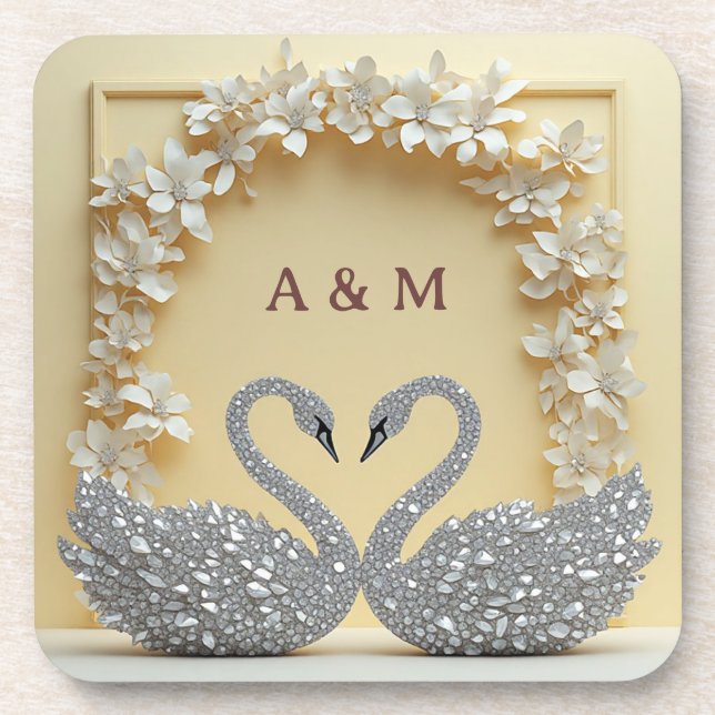 Crystal Romance Wedding Celebration Style Coaster (Front)