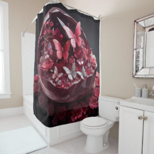 Crystal Ruby Garden Jewel Butterflies Shower Curtain