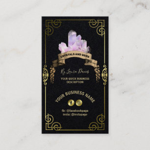 Crystal Shop Black And Gold Business Card