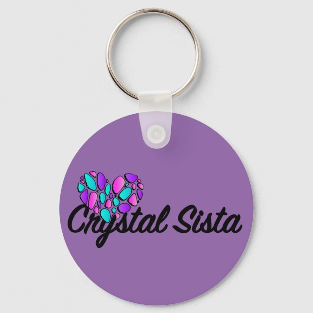 Crystal Sista Round Keychain (black) (Front)