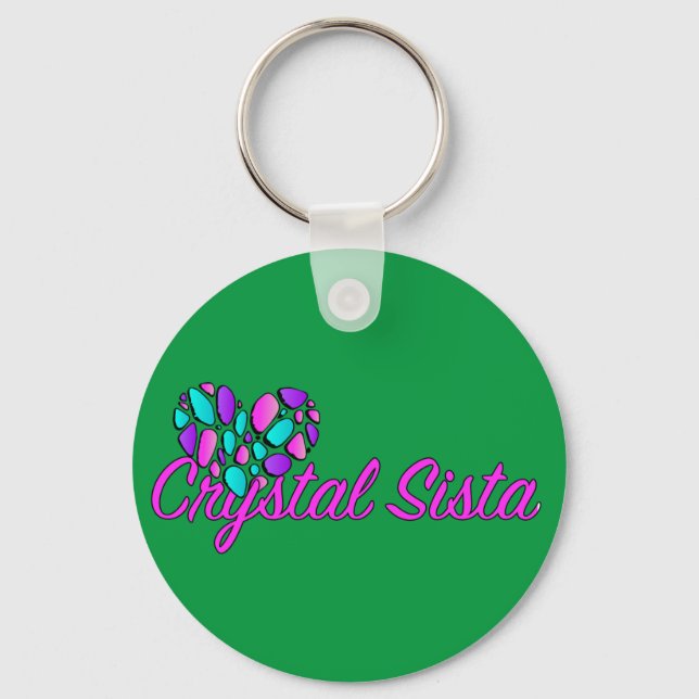 Crystal Sista Round Keychain green (Front)