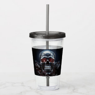 Crystal Skull with Ruby Red Eyes Acrylic Tumbler