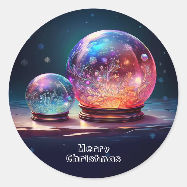 Crystal Snowballs Christmas Holiday Sticker (Front)