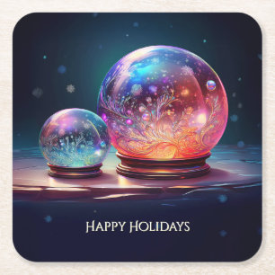 Crystal Snowballs Holiday Paper Coaster