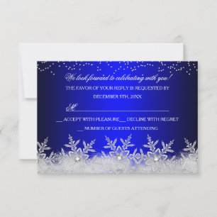 Crystal Snowflake Blue Christmas Party RSVP