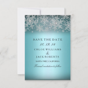 Crystal Snowflake Blue Winter Save The Date