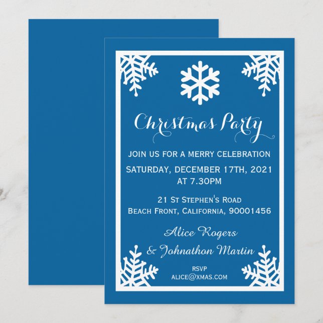 Crystal Snowflake Christmas Party Invitation (Front/Back)