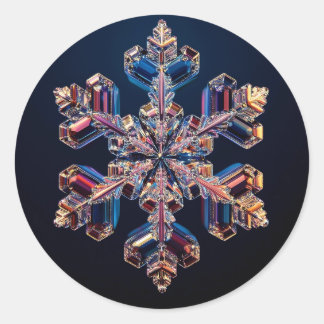 crystal snowflake  design classic round sticker