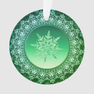 Crystal Snowflake Emerald Green Christmas Ornament