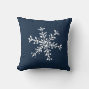 Crystal Snowflake Holiday Cushion in blue