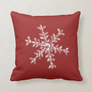Crystal Snowflake Holiday Cushion in red