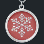 Crystal Snowflake Necklace (red)<br><div class="desc">Sparkling crystals and shimmering beads decorate the photo illustration on this necklace. It makes a beautiful memento for any girl in the wedding party.</div>