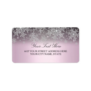 Crystal Snowflake Pink Winter Address Label