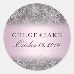 Crystal Snowflake Pink Winter Wedding Sticker