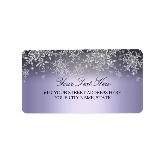 Crystal Snowflake Purple Winter Address Label (Front)