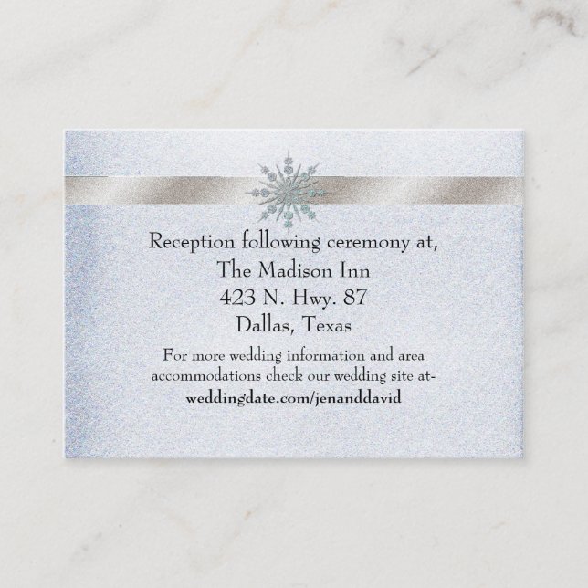 Crystal Snowflake Winter Wedding Enclosure Card (Front)