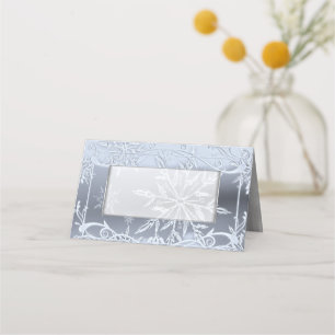 Crystal Snowflake Winter Wedding Folded Place Card