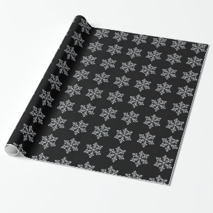 Crystal Snowflake Wrapping Paper - black