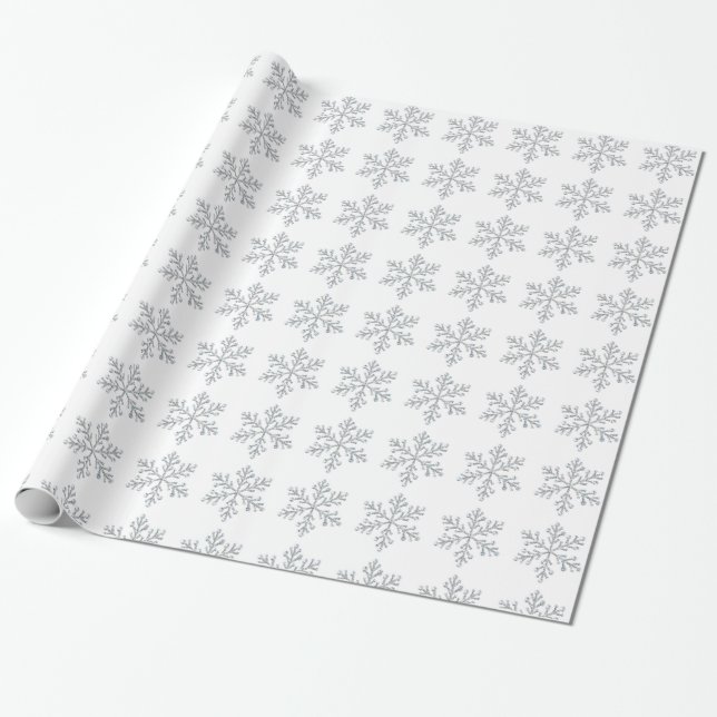 Crystal Snowflake Wrapping Paper - white (Unrolled)