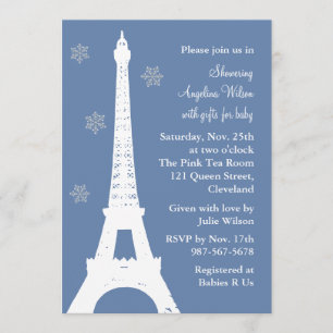 Crystal Snowflakes in Paris (blue) Invitation
