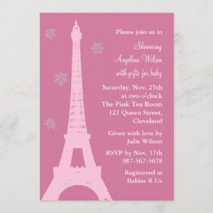 Crystal Snowflakes in Paris (pink) Invitation