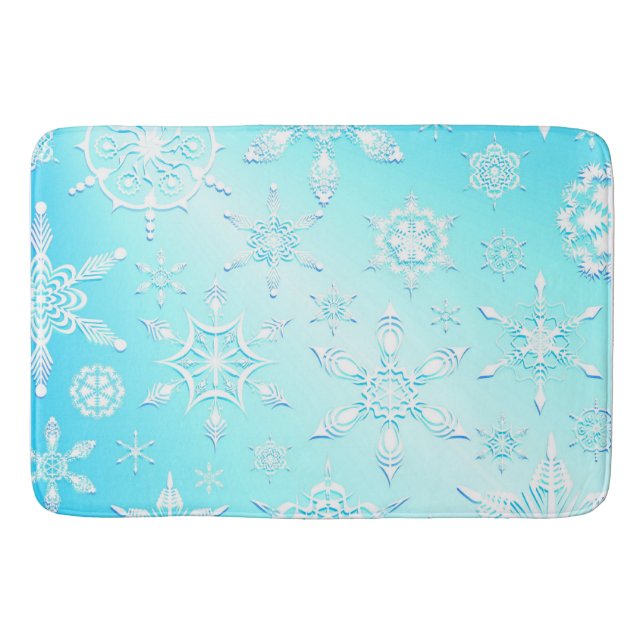 Crystal Snowflakes Pattern Bath Mat (Front)
